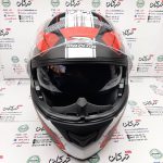 کلاه کاسکت ایمنی فک متحرک عینک دار خارجی مارک راپیدو مشکی سفید قرمز خطی سایز XL ایکس لارج - Image 2