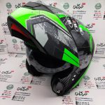 کلاه کاسکت ایمنی فک متحرک عینک دار خارجی مارک راپیدو مشکی سبز خطی سایز L لارج - Image 4