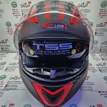 کلاه کاسکت ایمنی فک متحرک عینک دار خارجی مارک ردلاین قرمز مات کد 935 - Image 4