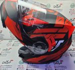 کلاه کاسکت ایمنی فک متحرک عینک دار خارجی مارک ردلاین قرمز مات کد 935 - Image 2