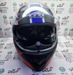 کلاه کاسکت ایمنی فک متحرک عینک دار خارجی مارک راپیدو مشکی قرمز ابی مات SRT سایز XL ایکس لارج - تصویر 4