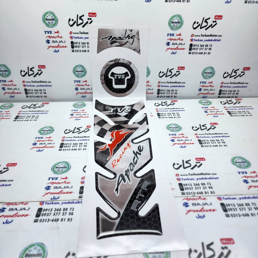 WhatsApp Image 2022-08-22 at 2.16.40 PM (20) پد ( برچسب ) کامل روی باک و درب باک موتور اپاچی 150 ، 160 و 180 مدل ریسینگ مکعبی - Image 1