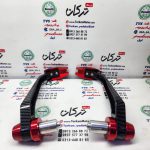 هند گارد ( محافظ ) سر دسته فرمان انواع موتورسیکلت ها قرمز کربن (جفتی) تمام فلز - Image 3