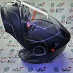 کلاه کاسکت ایمنی فک متحرک عینک دار خارجی مارک ردلاین  طوسی خطی مات کد 13-939 - Image 4