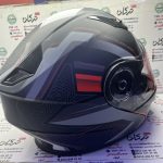 کلاه کاسکت ايمنی فک متحرک عينک دار خارجی کامل مارک ردلاين طوسی مشجر خط قرمز کد 939 - Image 3