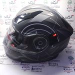 کلاه کاسکت ایمنی فک متحرک عینک دار خارجی کامل مارک ردلاین دایره طوسی سفید خطی مات کد 939